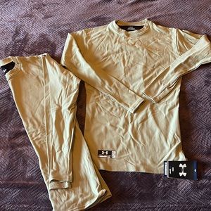 Tan Under Armour long sleeve cold weather shirts
